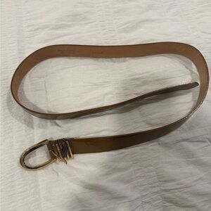 Streets Ahead-  Tan Leather Belt with Gold Buckle